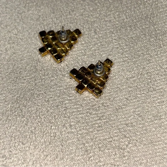 Gold and Red Christmas Tree Earrings